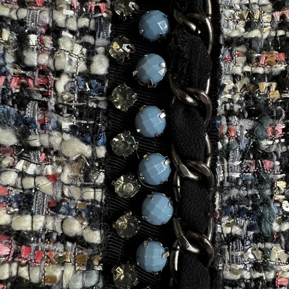 Boston Proper Tweed Jacket‎ Womens 4 Jewel Sparkle Sequins Metallic Thread Edgy - Picture 3 of 8